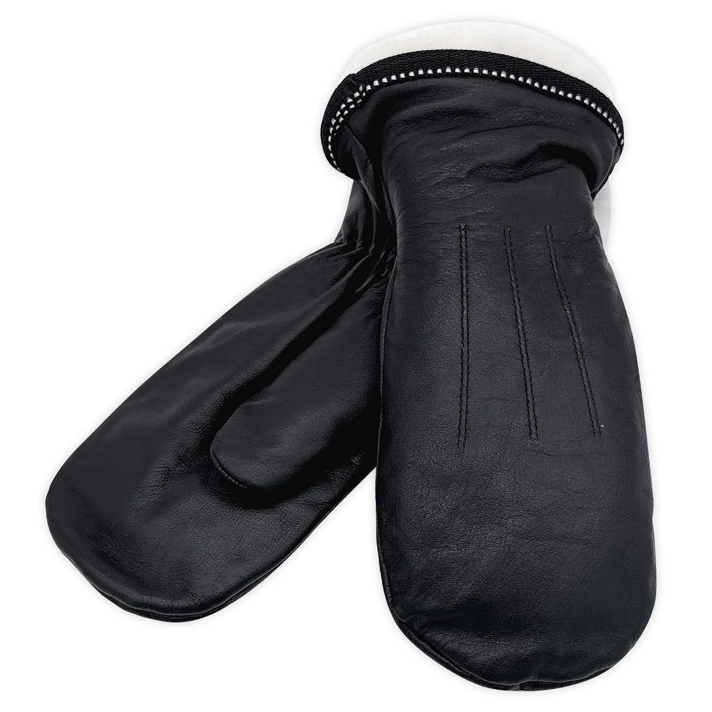 Warm & Comfortable Sheepskin Lined Leather Mittens for Men & Women Men's / Medium