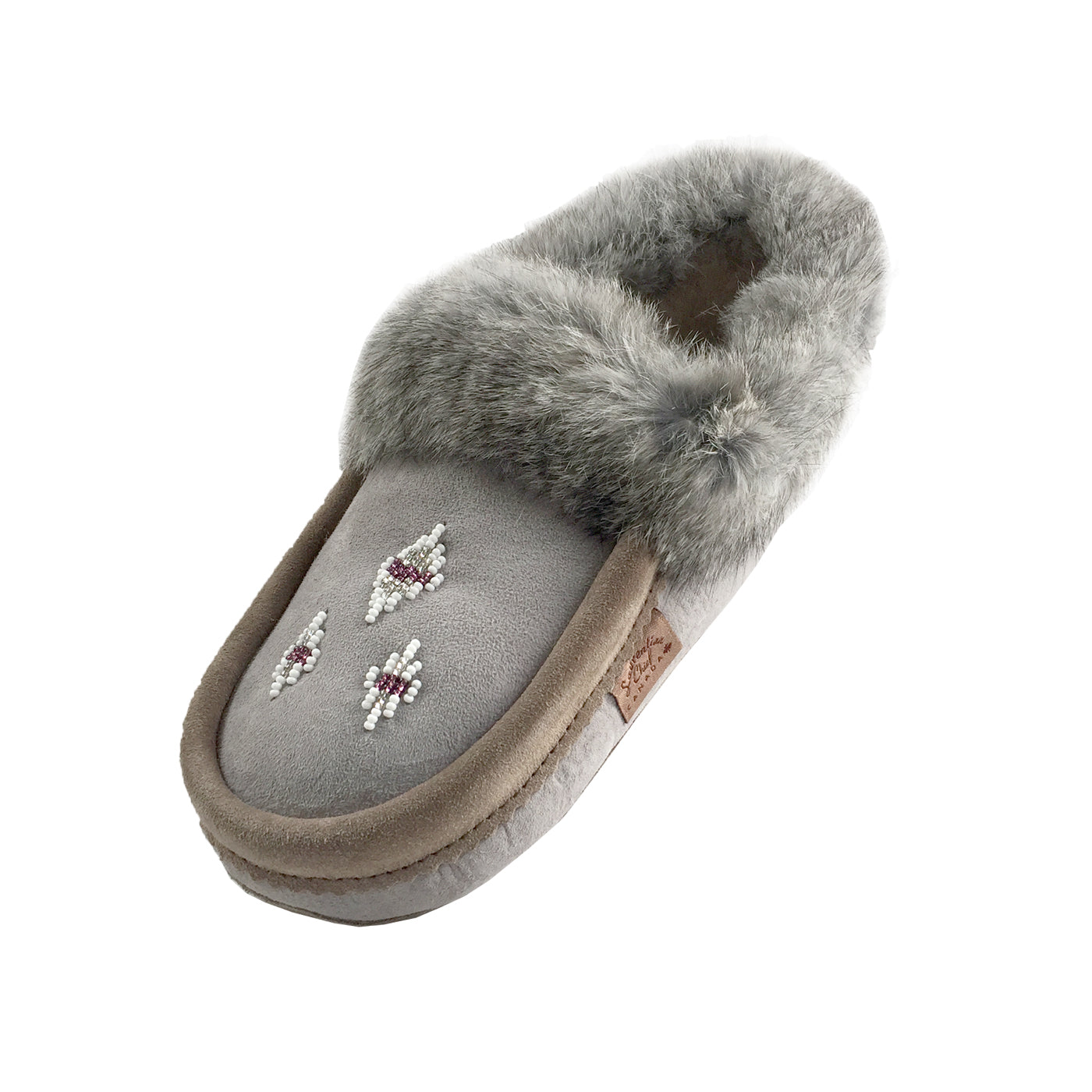 Men's Lined Genuine Suede Moccasin Slippers with Real Rabbit Fur