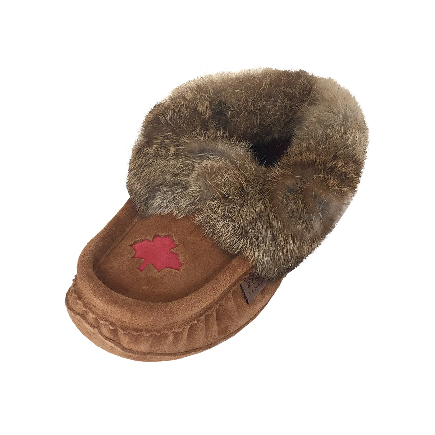 Montgomery Intermediate krigsskib Women's Canadian Maple Leather Moccasin Slippers with Rabbit Fur Trim –  Leather-Moccasins