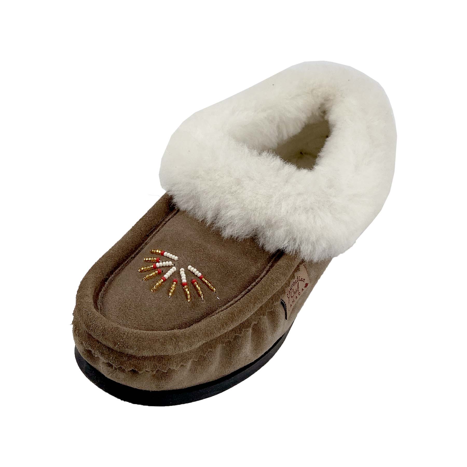 riffel Smuk repulsion Buy Women's Hard Crepe Sole Sheepskin Moccasin Slippers Made In Canada –  Leather-Moccasins
