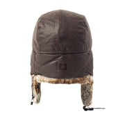 Leather Aviator Hat with Rabbit Trim