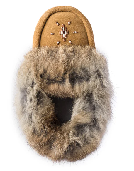 Kid's Rabbit Fur Moccasin Slipper