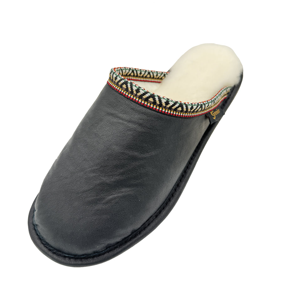 Genuine Sheepskin Mule With Native Braiding