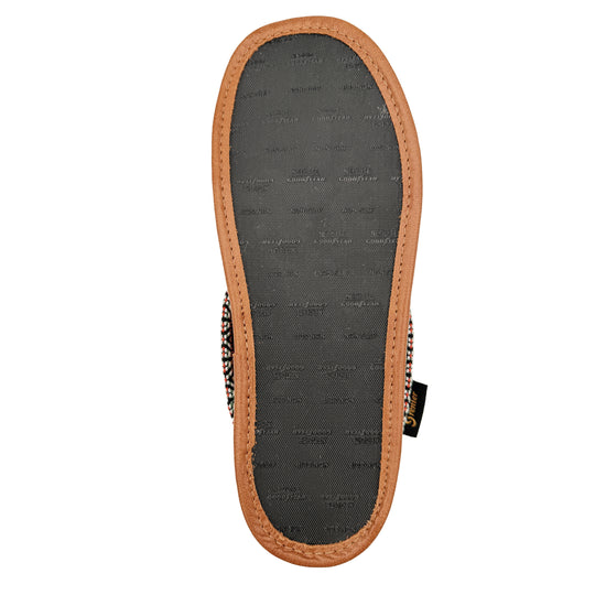 Reverse Sheepskin Leather Slipper with Native Braiding