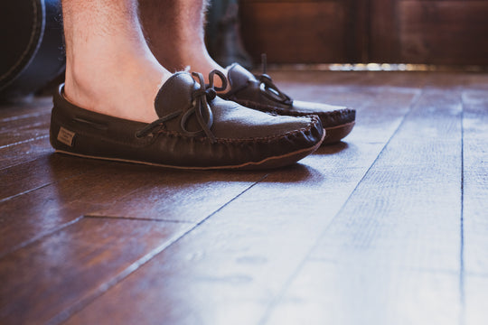 Men's Sheepskin Lined Moccasin Slippers