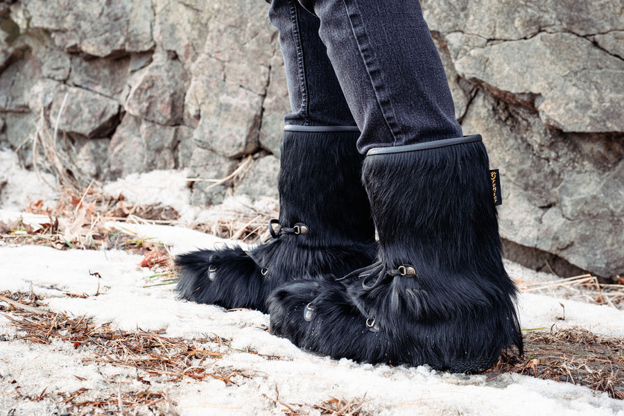 Black Cow Skin Winter Boots for Men & Women