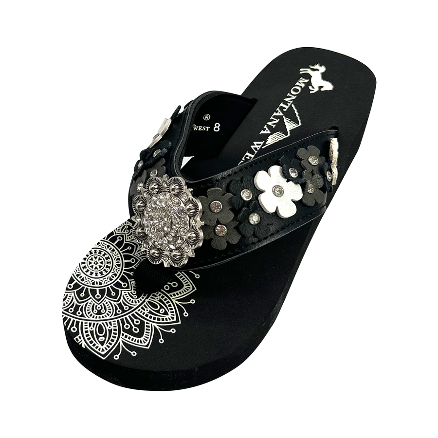 Women's Embroidered Wedge Flip-Flops