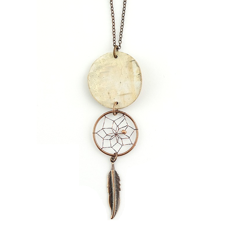 Dreamcatcher Birch Bark Pendant Necklace