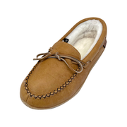 Men's Sheepskin Lined Suede Rubber Sole Moccasins