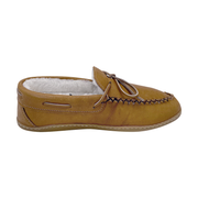 Men's Sheepskin Lined Leather Rubber Sole Moccasins