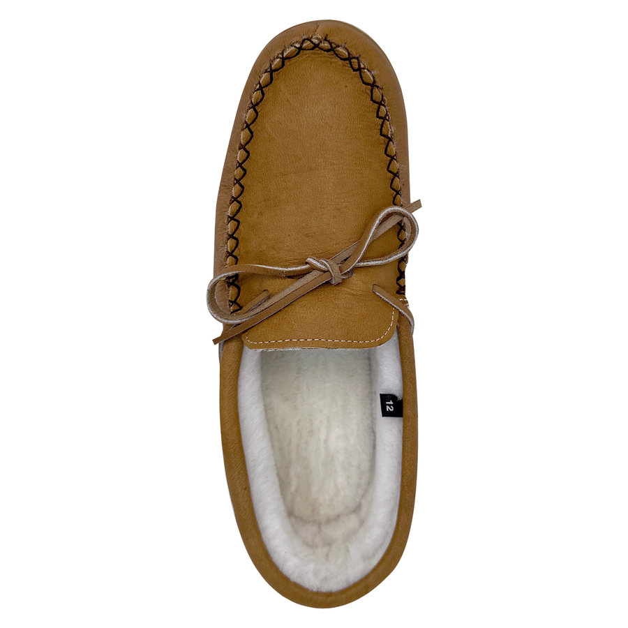 Men's Sheepskin Lined Suede Rubber Sole Moccasins