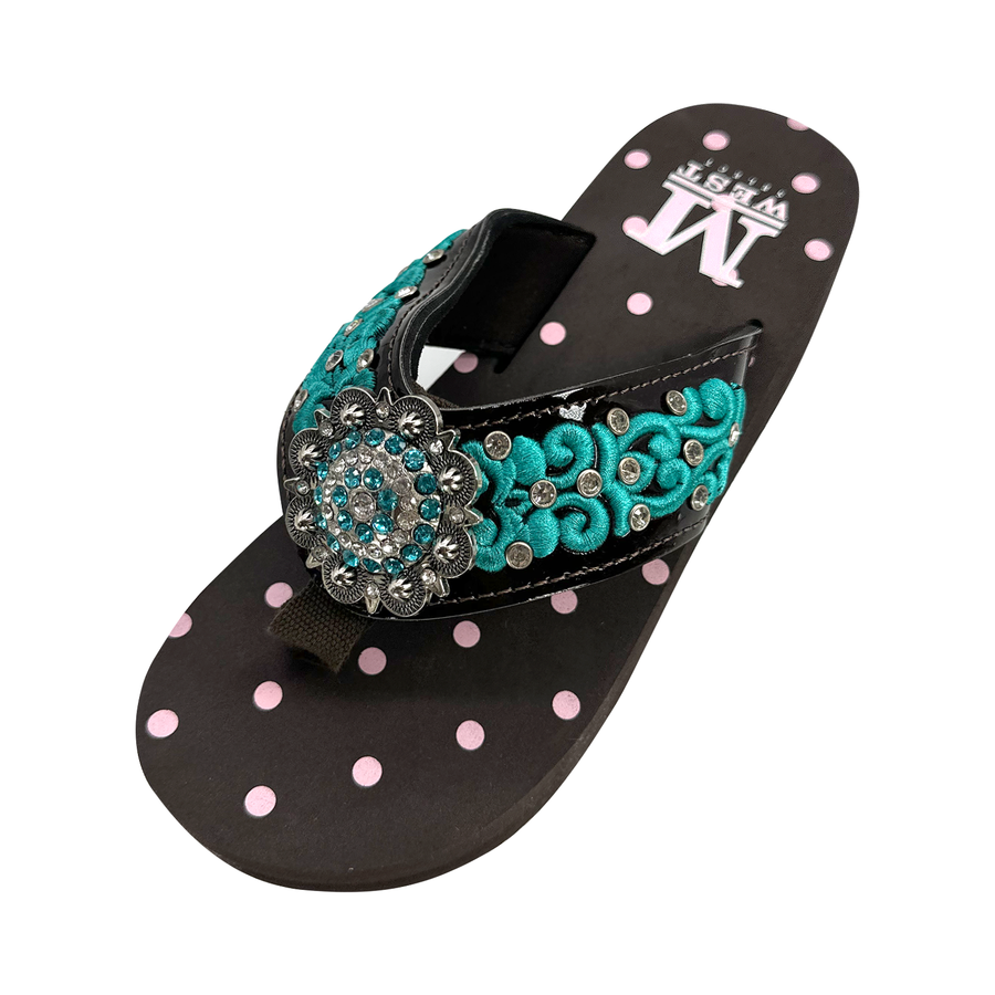 Women's Embroidered Wedge Flip-Flops