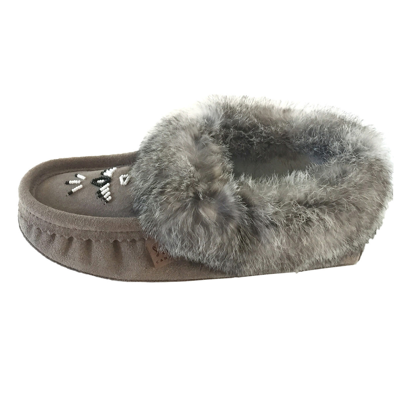 Slippers with mink fur in grey colour