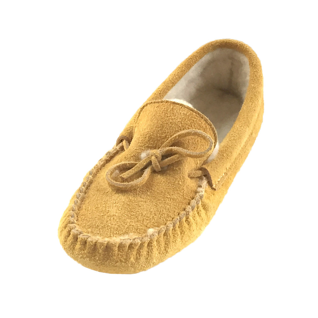 Men s Soft Sole Genuine Moosehide Suede Fleece Lined Moccasin