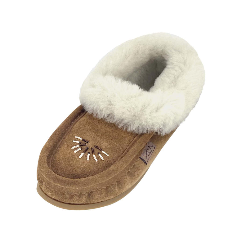 Buy Women's Hard Crepe Sole Sheepskin Moccasin Slippers Made In Canada ...