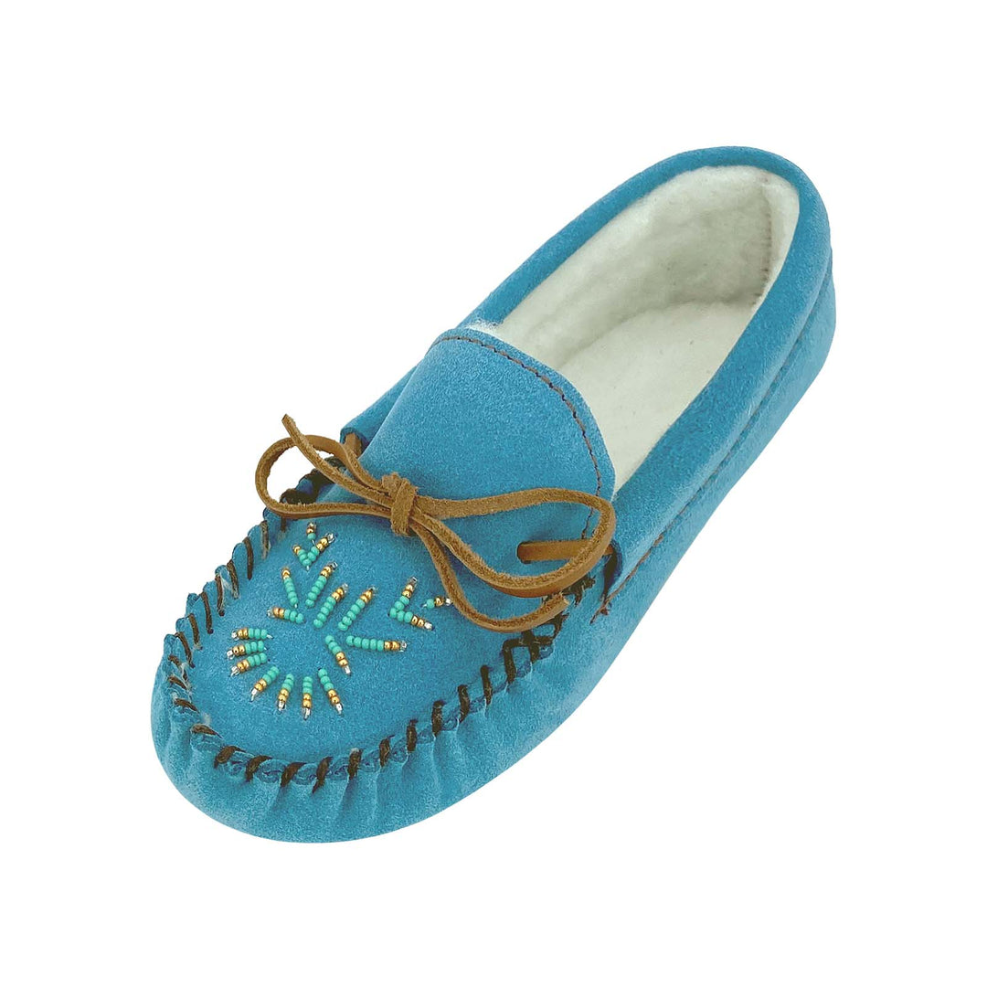 Women's Beaded Genuine Suede Leather Indoor Moccasin Slippers – Leather 