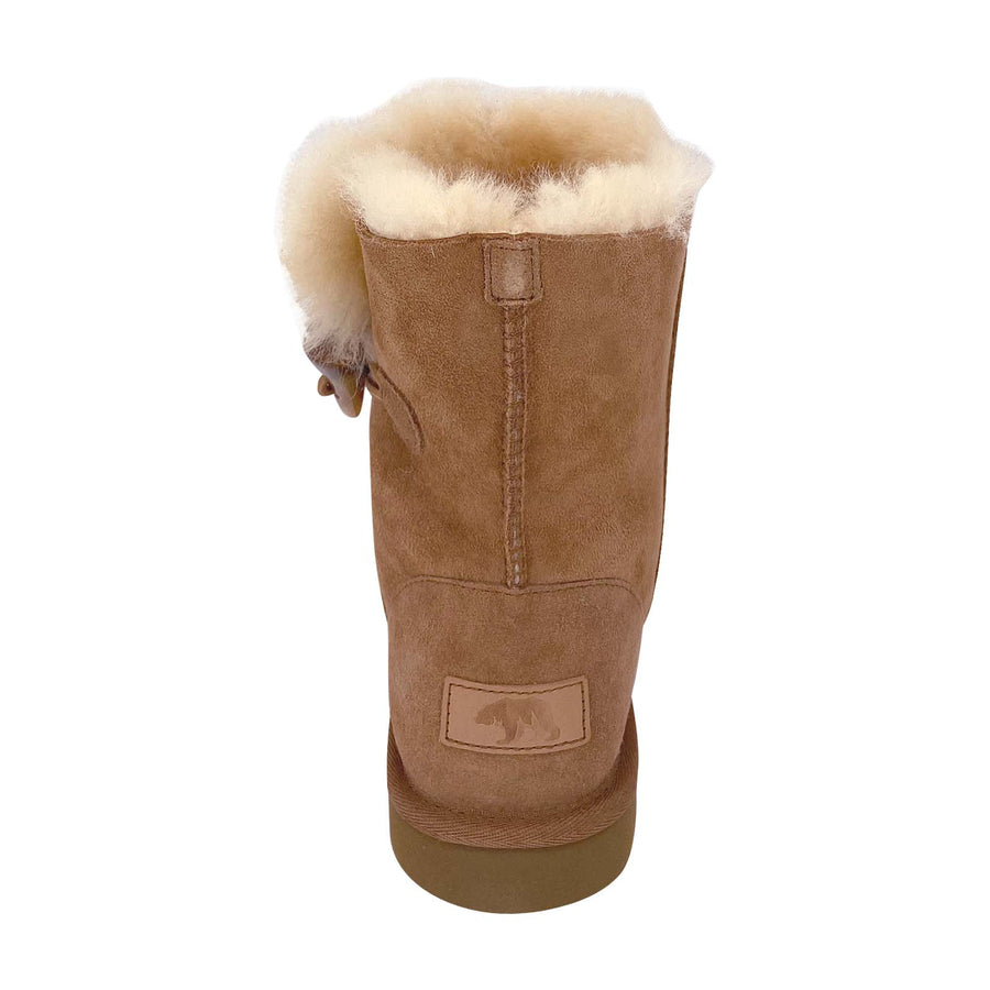 Women's Genuine Sheepskin Toggle Button Winter Boots – Leather
