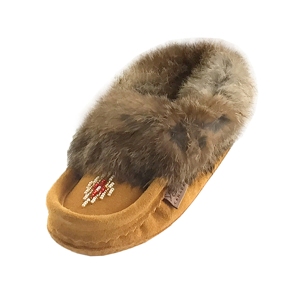 Handmade hot Toddler Size 12 Deer suede moccasins Rabbit Fur trim